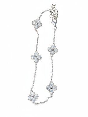 2.0 Ctw Clover Moissanite Diamond Bracelet – 6.5-8.5 Inch, GRA Certificate